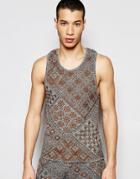 Asos Sweater Vest With Geo-tribal Design - Gray
