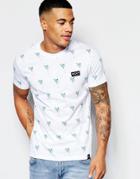 Nicce London T-shirt With All Over Palm Tree Print - White