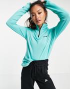 Adidas Terrex Half Zip Top In Mint-blues