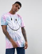 Asos Smiley Relaxed T-shirt With Tie Dye - Blue