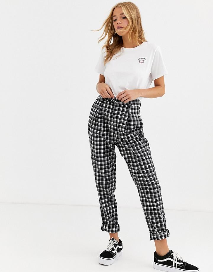 Heartbreak Tailored Peg Leg Pants In Monochrome Check-black