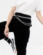 Asos Design Chain & Ball Detail Waist And Hip Belt-silver