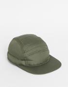 Asos Design Padded Snapback Cap In Khaki-green