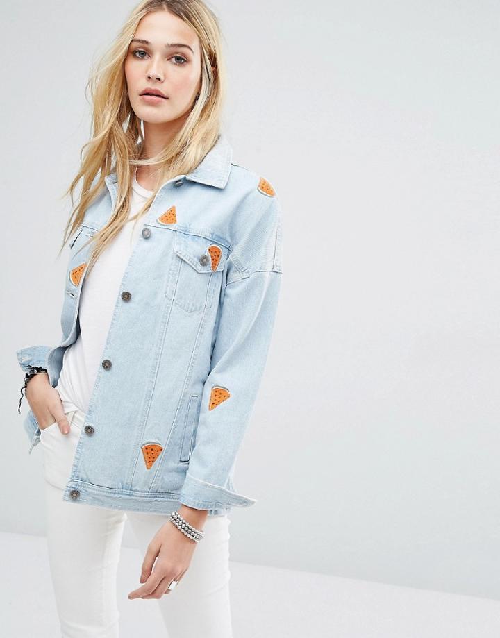 Noisy May Watermelon Denim Jacket - Light Blue Denim