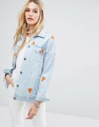Noisy May Watermelon Denim Jacket - Light Blue Denim
