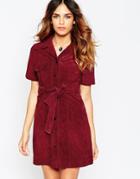Asos Suede Shirt Dress - Oxblood