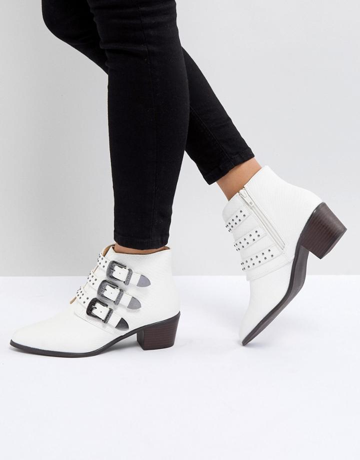 Miss Selfridge Multi Buckle Heeled Western Boots - Black