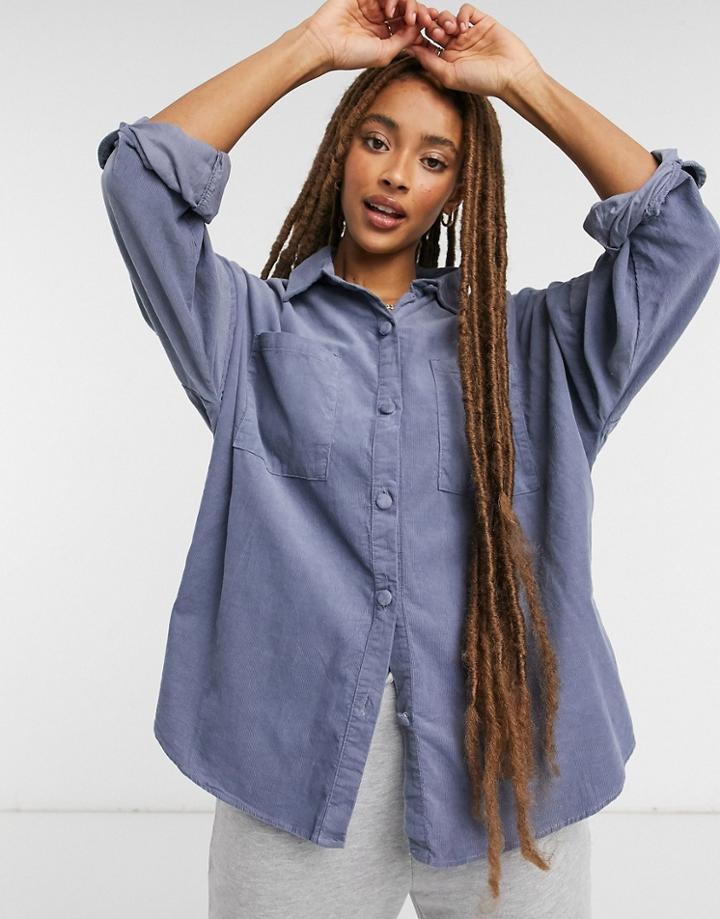 Pull & Bear Oxford Shirt In Light Blue-blues