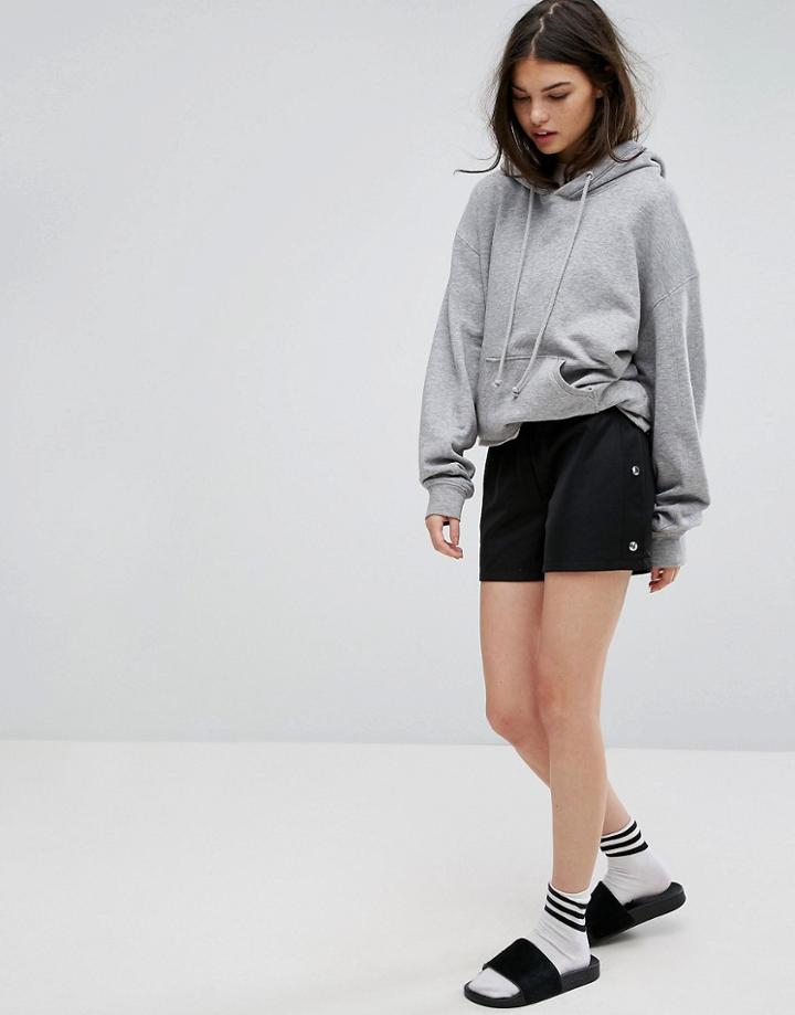 Asos Shorts With Popper Detail - Black