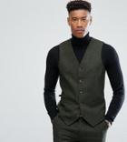 Gianni Feraud Tall Slim Fit Green Donnegal Wool Blend Vest - Green