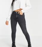 Topshop Petite Recycled Cotton Jamie Jeans In Washed Black