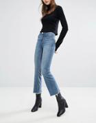Cheap Monday High Waist Crop Kick-flare Jean With Raw Edge - Blue
