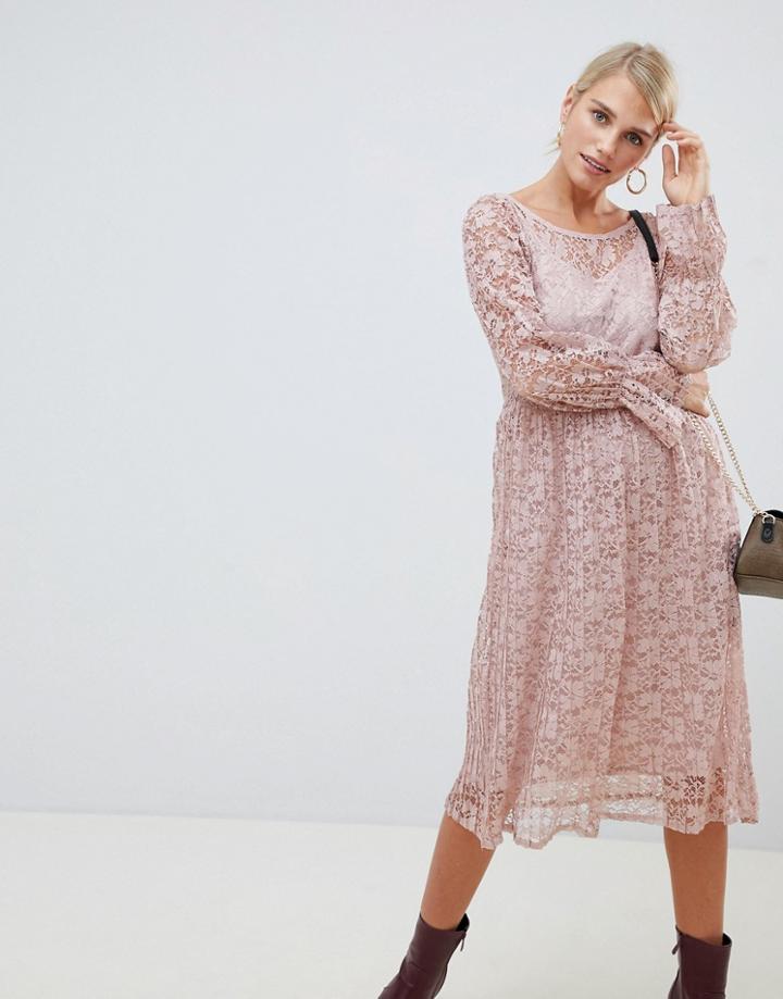 Vila Lace Smock Dress-pink