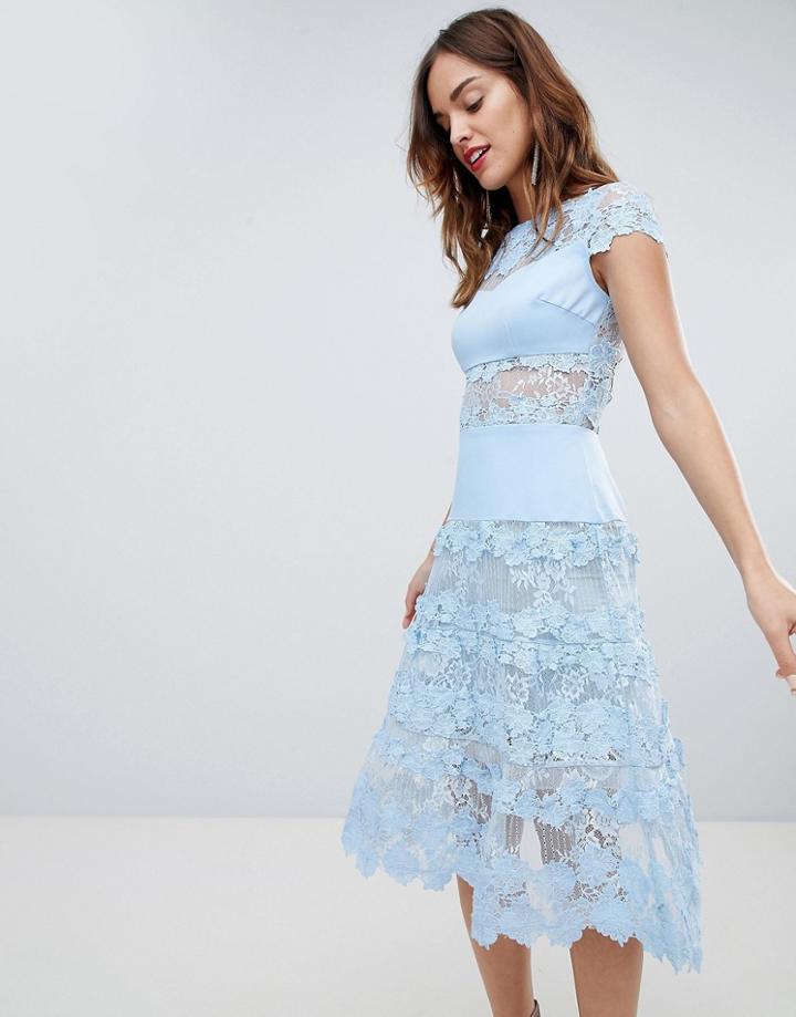 Bronx & Banco Applique Midi Sky Dress-blue