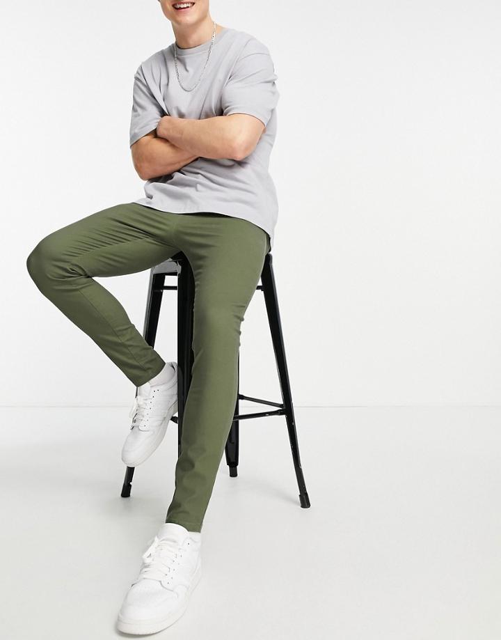 Asos Design Extreme Super Skinny Chinos In Washed Green