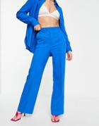 Topshop Pinseam Straight Tailored Pants In Cobalt-blue