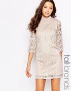 Vero Moda Tall Half Sleeve All Over Lace Dress - Champange