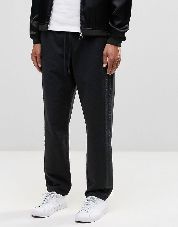 Asos Slim Jogger With Textured Stripe In Black - Black