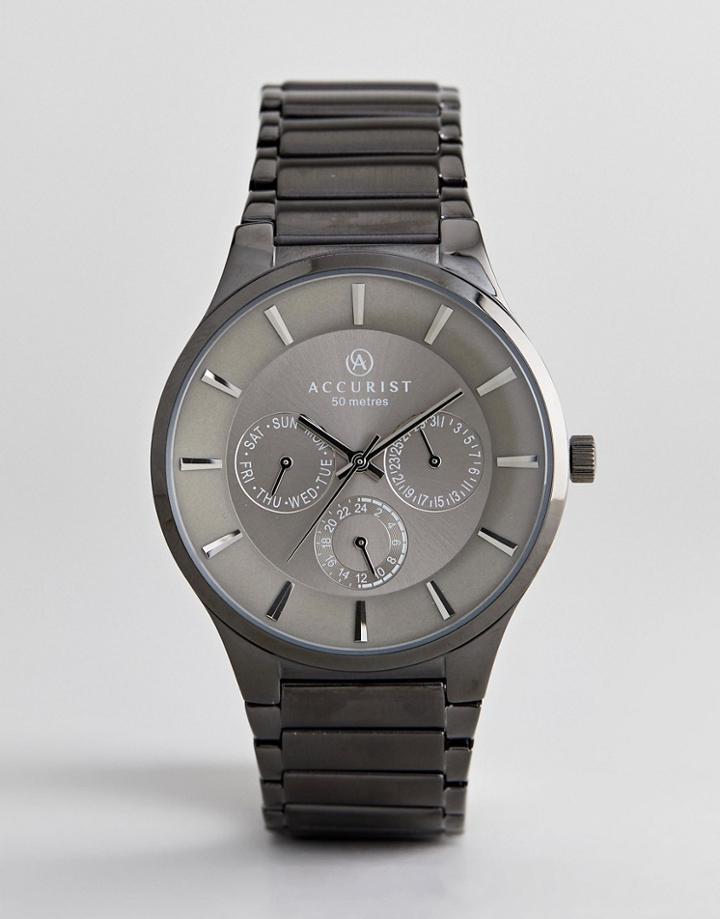 Accurist 7038 Bracelet Watch In Gunmetal - Silver