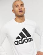 Adidas Training Logo Long Sleeve T-shirt In White