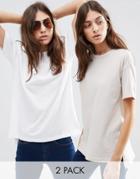 Asos Linen Look Oversized T-shirt 2 Pack - Gray