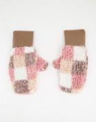 My Accessories London Mittens In Pink Plaid Shearling