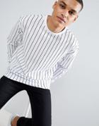 New Look Long Sleeve Top With Vertical Stripe In White - White