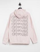 Asos Daysocial Oversized Polar Fleece Hoodie With Back Embroidery-pink