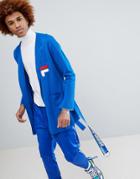 D-antidote X Fila Soft Knitted Blazer With Belt - Blue