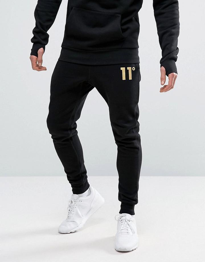 11 Degrees Skinny Joggers With Gold Logo - Black