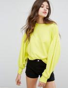 Bershka Puff Ball Sleeve Sweater - Yellow