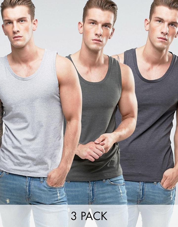 Asos 3 Pack Muscle Tank Save - Multi