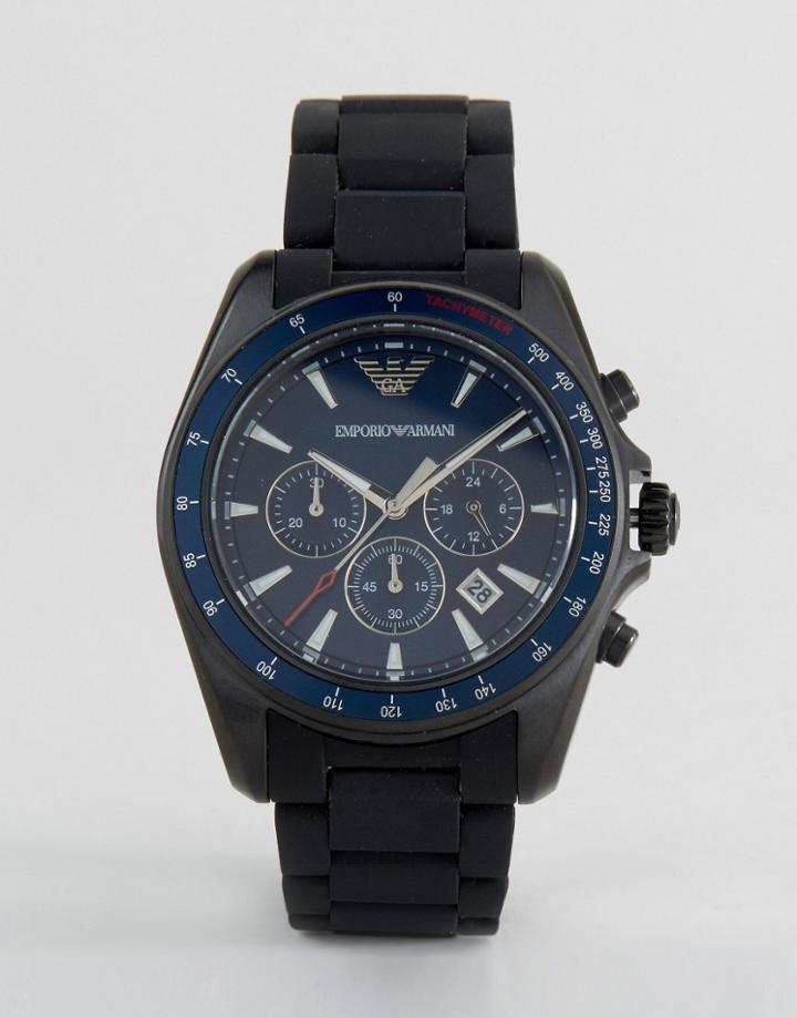 Emporio Armani Chronograph Watch In Black/blue Ar6121 - Black