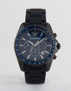 Emporio Armani Chronograph Watch In Black/blue Ar6121 - Black