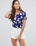 Darling Floral Boxy Top - Navy