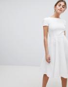 Closet London Short Sleeve Prom Skater Dress - White