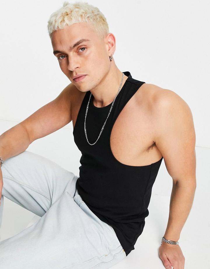 Asos Design Extreme Racer Muscle Fit Tank In Black