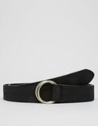 Asos D Ring Belt In Faux Suede - Black