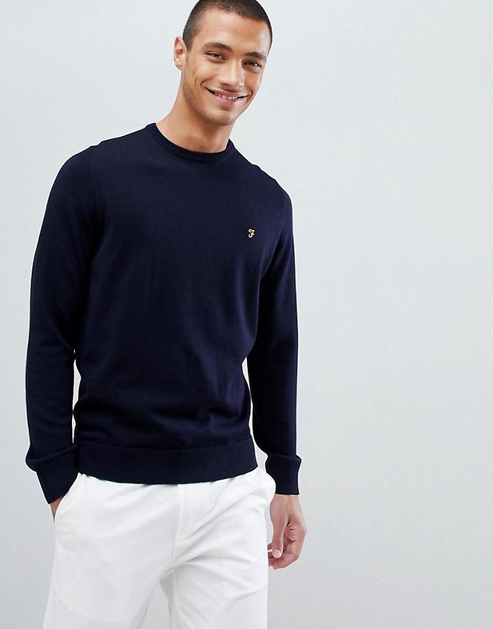 Farah Mullen Merino Wool Sweater In Navy - Navy