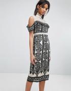 Elliatt Embroidered Bodycon Dress - Black
