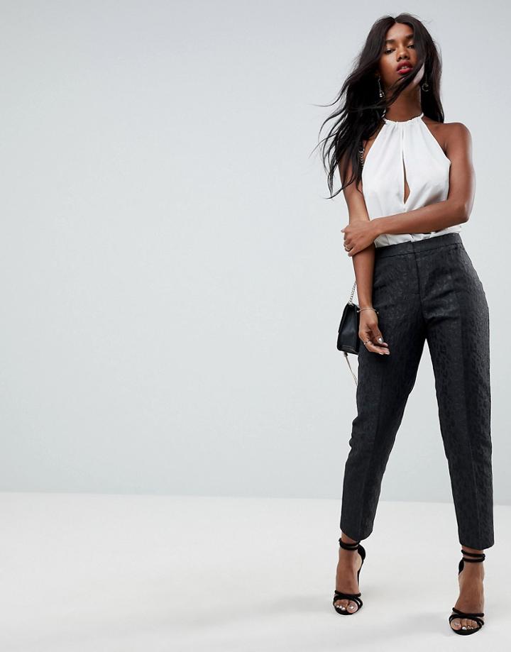Asos Slim Pants In Animal Jacquard - Black