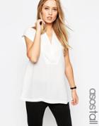 Asos Tall Clean Wrap Front Deep V T-shirt - Ivory