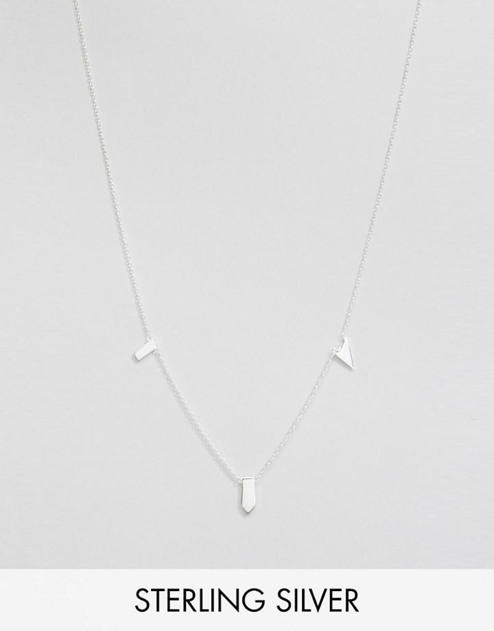 Asos Sterling Silver Shapes Necklace - Silver
