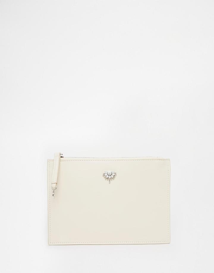 Johnny Loves Rosie Exclusive Clutch Bag With Jewel Embellishment - Ivory