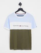 Tommy Hilfiger Loungewear Color Block T-shirt In Khaki And Blue