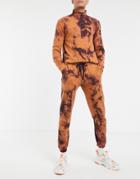 Asos Design Two-piece Sweatpants In Fleece With Tie Dye-blue