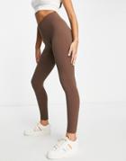 Pull & Bear High Waisted Seamless Leggings In Chocolate-brown