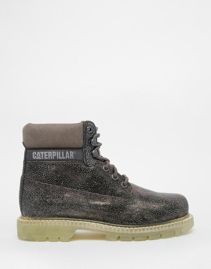 Cat Footwear Colorado Dark Gray/silver Leather Ankle Boots