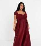 True Violet Plus Cap Sleeve Sweetheart Prom Midaxi Dress In Plum-purple