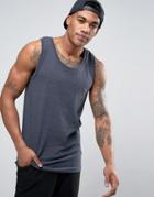 Asos Muscle Fit Tank In Navy - Navy